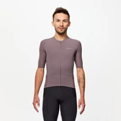 Maillot Vélo Route Manches Courtes été Homme - ENDURANCE ULTRA 2 Marron Quartz